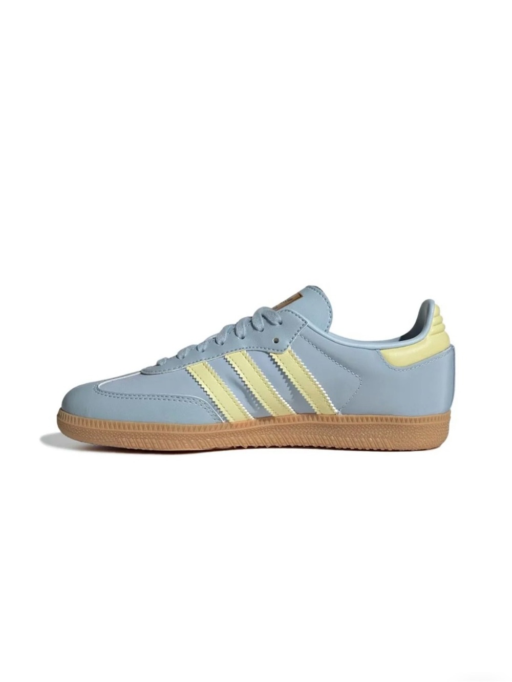 adidas Samba Low Sneaker in Powder Blue with Pale Yellow Stripes